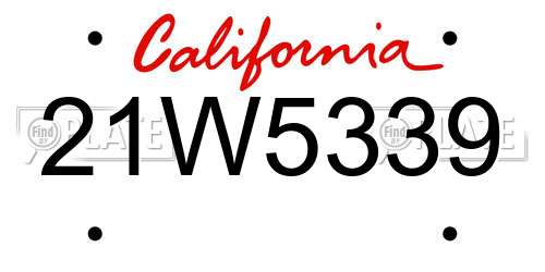 21W5339 California License Plate