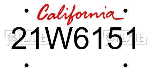 21W6151 California License Plate