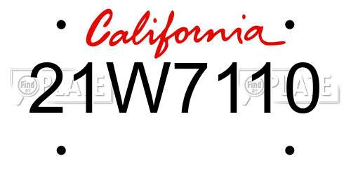 21W7110 California License Plate