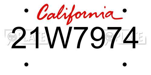 21W7974 California License Plate
