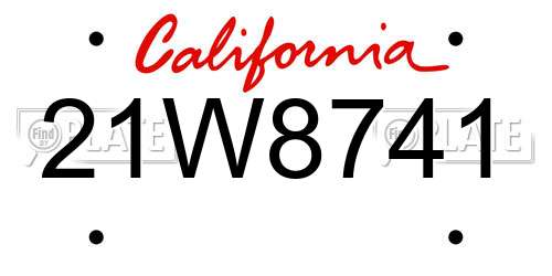 21W8741 California License Plate