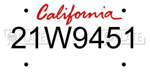 21W9451 California License Plate
