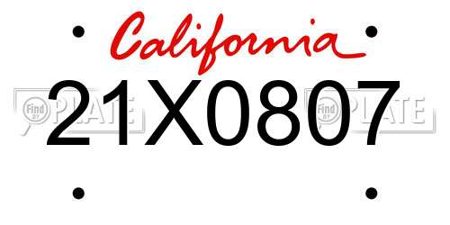 21X0807 California License Plate