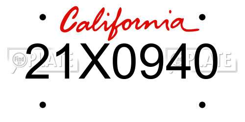 21X0940 California License Plate