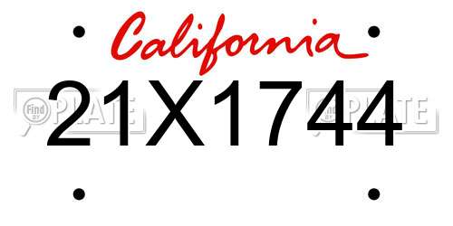 21X1744 California License Plate