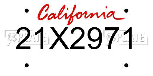 21X2971 California License Plate