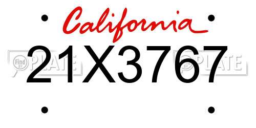 21X3767 California License Plate