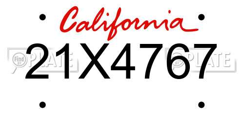 21X4767 California License Plate