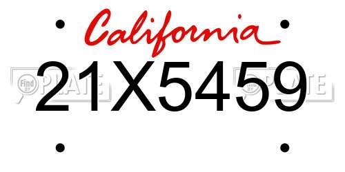21X5459 California License Plate