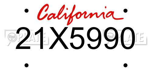 21X5990 California License Plate
