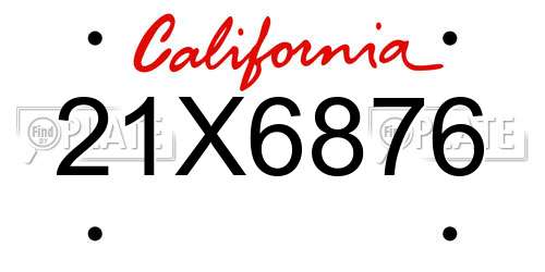 21X6876 California License Plate