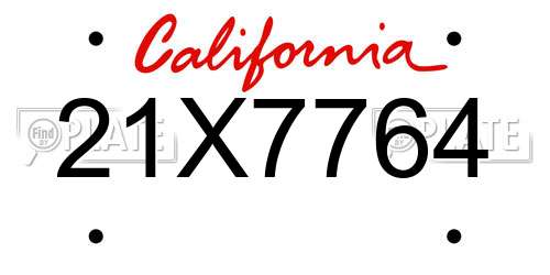 21X7764 California License Plate
