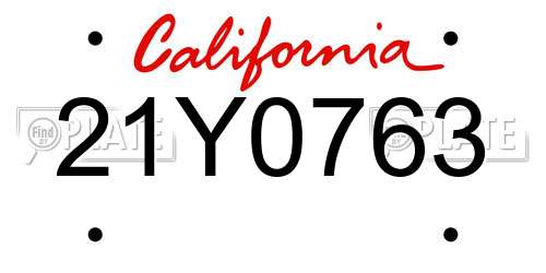 21Y0763 California License Plate