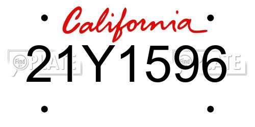 21Y1596 California License Plate