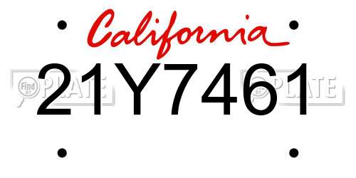 21Y7461 California License Plate