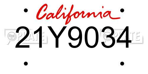 21Y9034 California License Plate