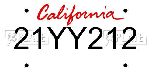 21YY212 California License Plate