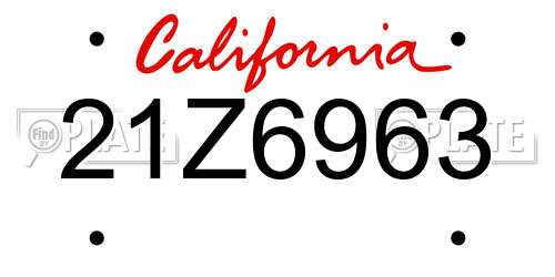 21Z6963 California License Plate