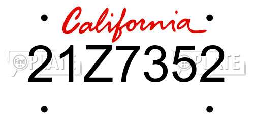 21Z7352 California License Plate