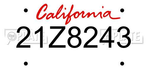 21Z8243 California License Plate