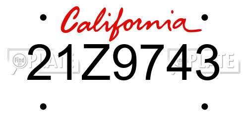21Z9743 California License Plate