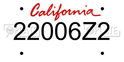 22006Z2 California License Plate