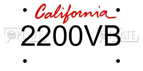 2200VB California License Plate