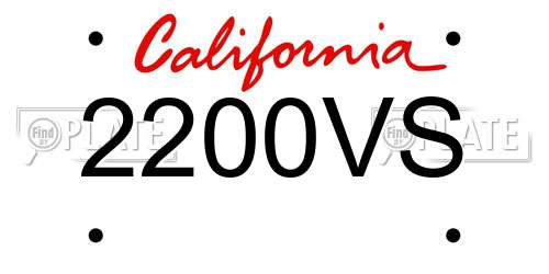 2200VS California License Plate
