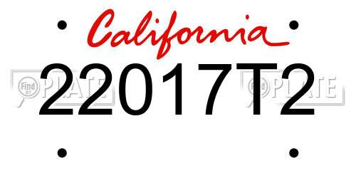 22017T2 California License Plate