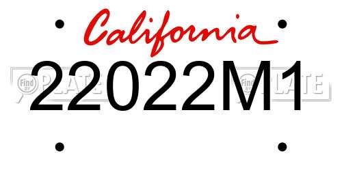 22022M1 California License Plate