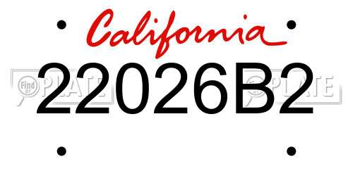 22026B2 California License Plate