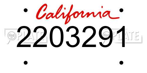 2203291 California License Plate