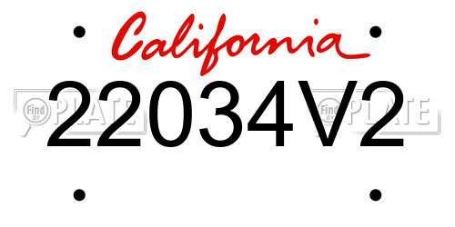 22034V2 California License Plate