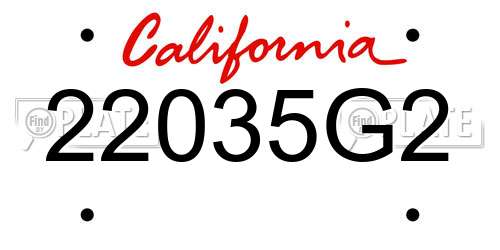 22035G2 California License Plate