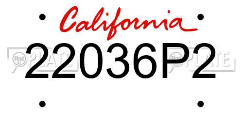 22036P2 California License Plate