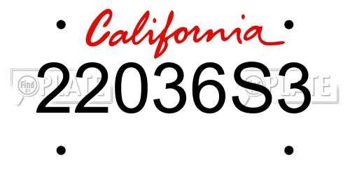 22036S3 California License Plate