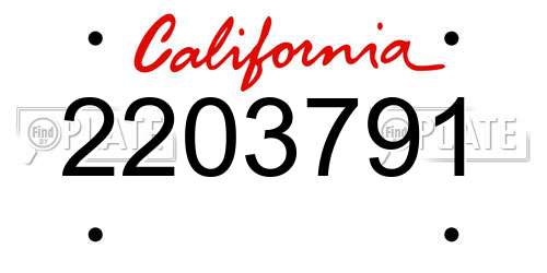 2203791 California License Plate