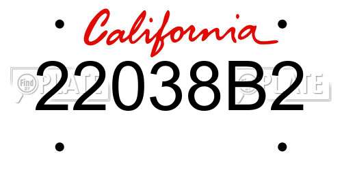22038B2 California License Plate