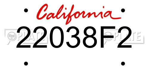 22038F2 California License Plate