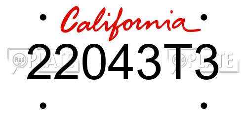 22043T3 California License Plate