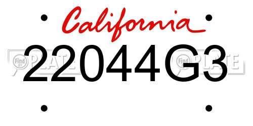22044G3 California License Plate
