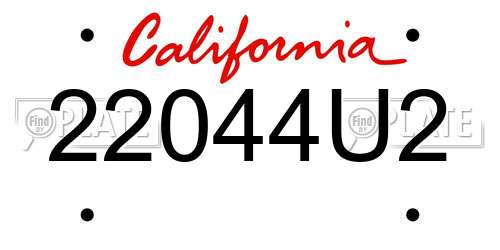 22044U2 California License Plate