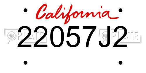 22057J2 California License Plate