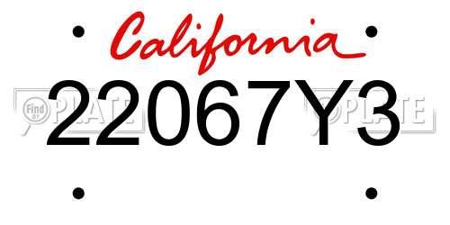 22067Y3 California License Plate