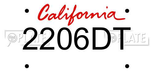2206DT California License Plate