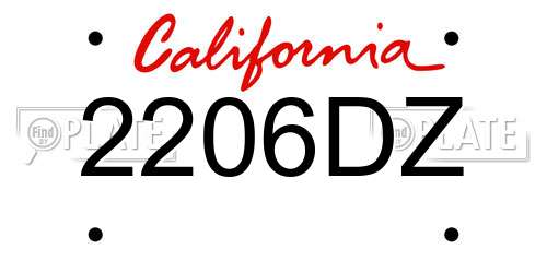 2206DZ California License Plate