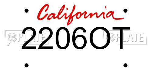 2206OT California License Plate