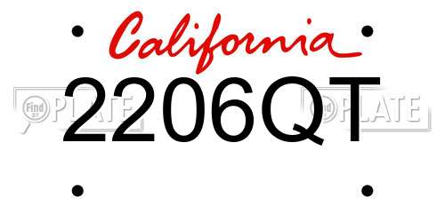 2206QT California License Plate