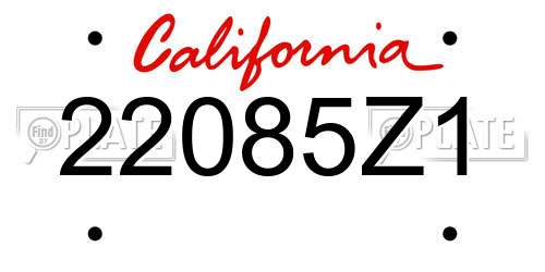 22085Z1 California License Plate