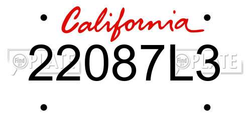 22087L3 California License Plate